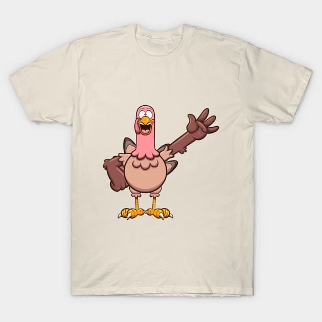 Waving Cartoon Turkey T-Shirt by TheMaskedTooner